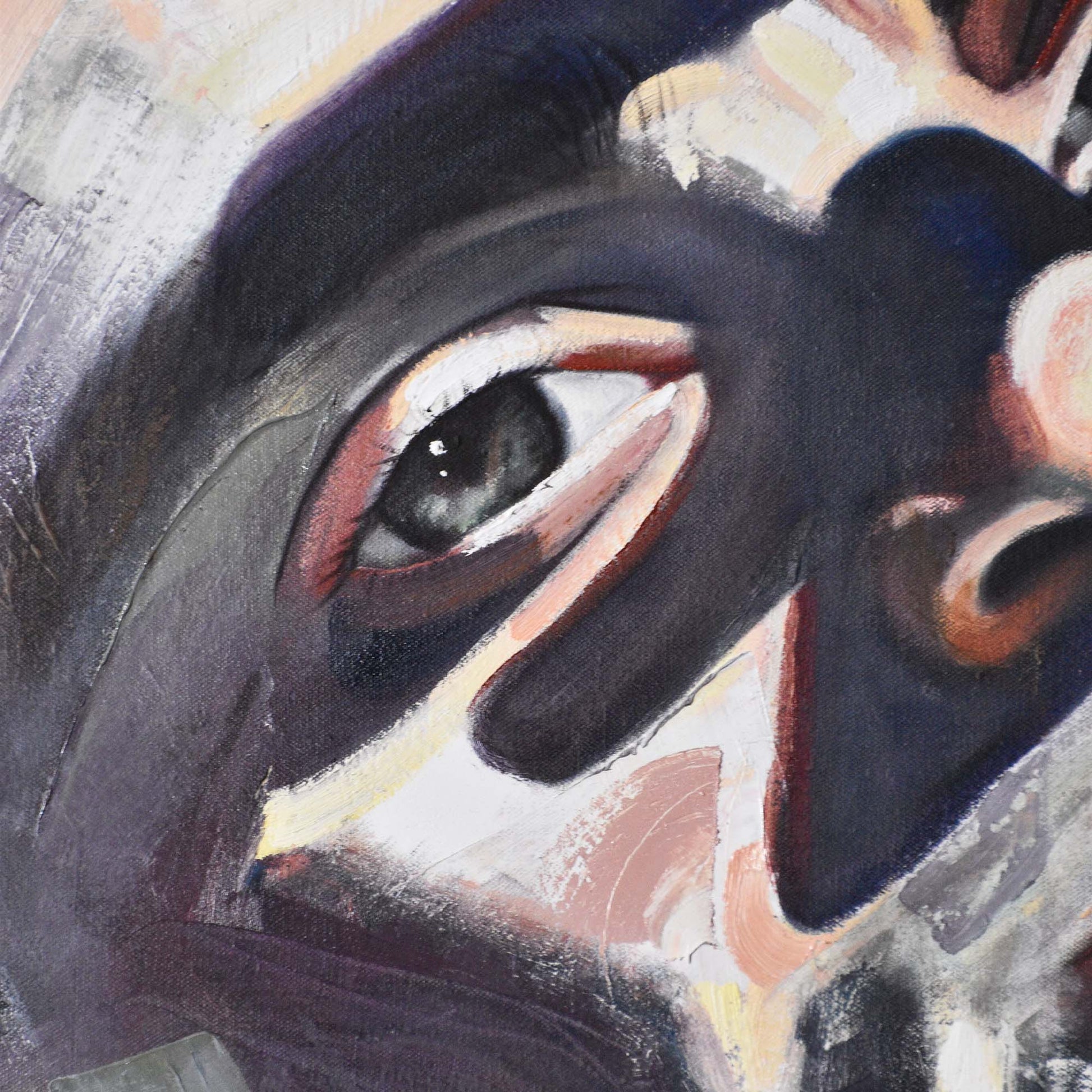 Close-up of man’s eyes in a Contemporary portrait painting.