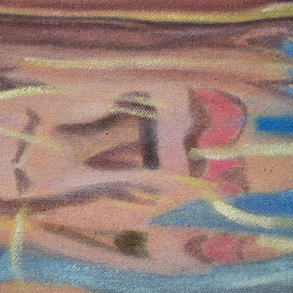 Close-up of blurred reflection of a woman’s face in water in a Contemporary portrait painting.