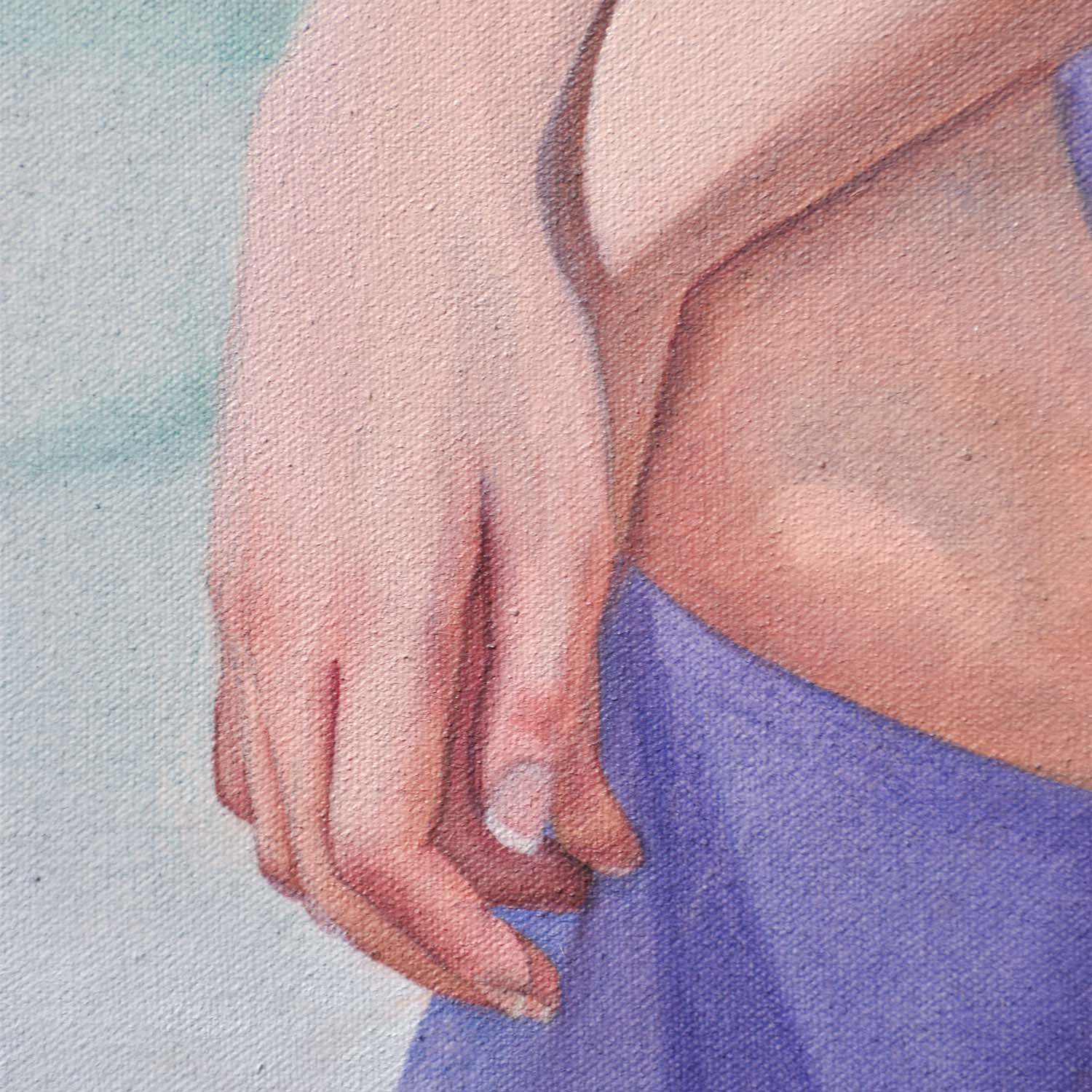 Close-up of woman's hands in a Contemporary portrait painting.