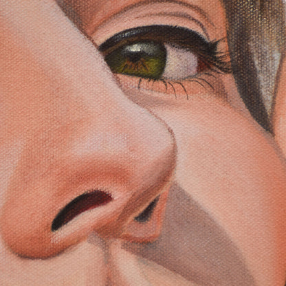 Close-up of woman’s eye in a Contemporary portrait painting.