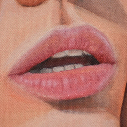 Close-up of woman’s lips in a Contemporary portrait painting.