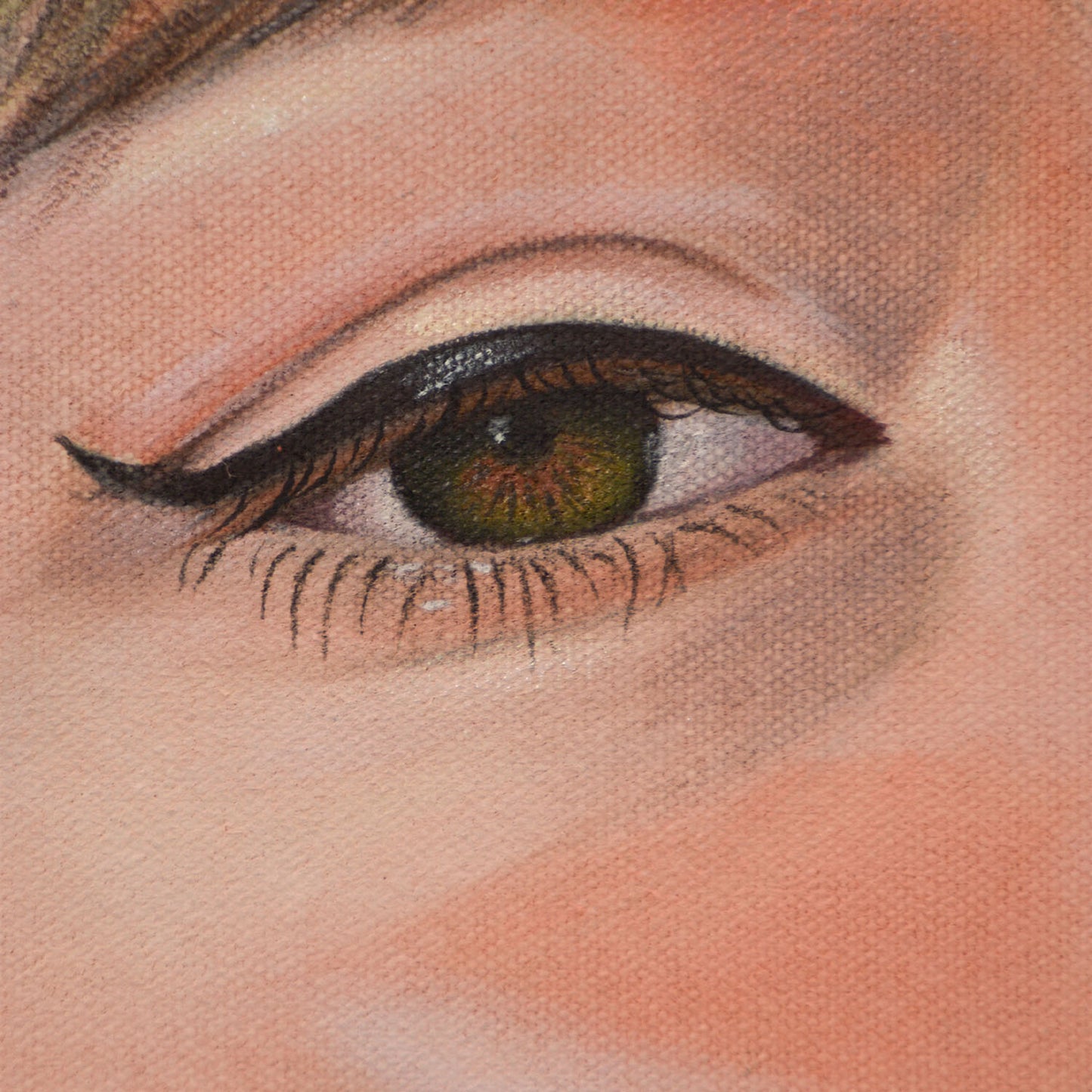 Close-up of woman’s eye in a Contemporary portrait painting.